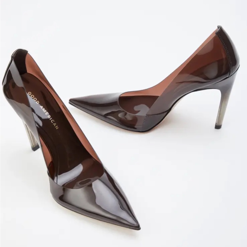 Good American, Cinder F*cking Rella Pump. Brown.